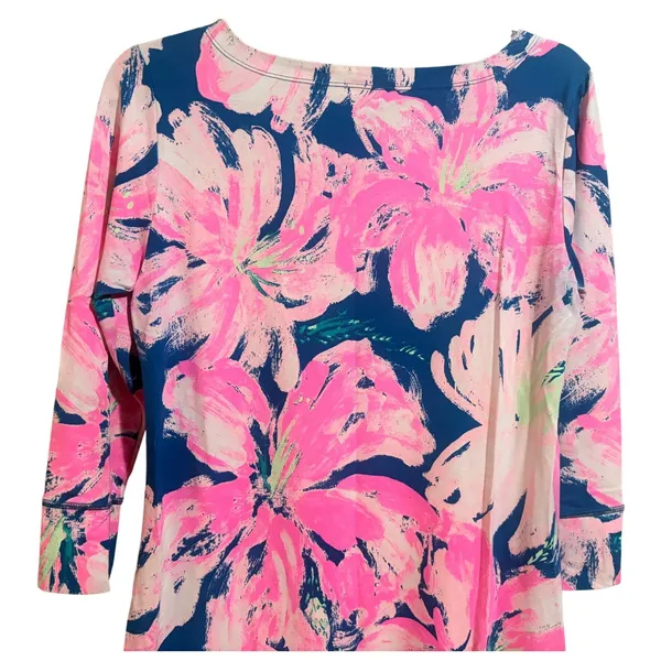 Lilly Pulitzer Sophie Dress Womens M Pink Blue Floral Excellent UPF 50+ Shift - Image 12