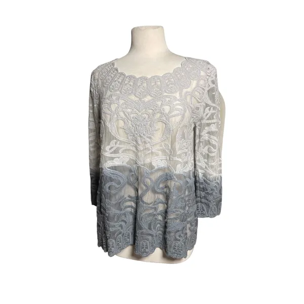 Anthropologie MEADOW RUE Women’s Boho Carla Ombre Lace Sheer Top - Image 3