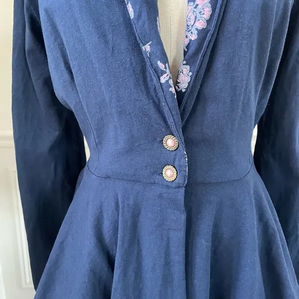 Vintage 80s IN2 Peplum Cardigan Jacket Dark Blue M - Image 4