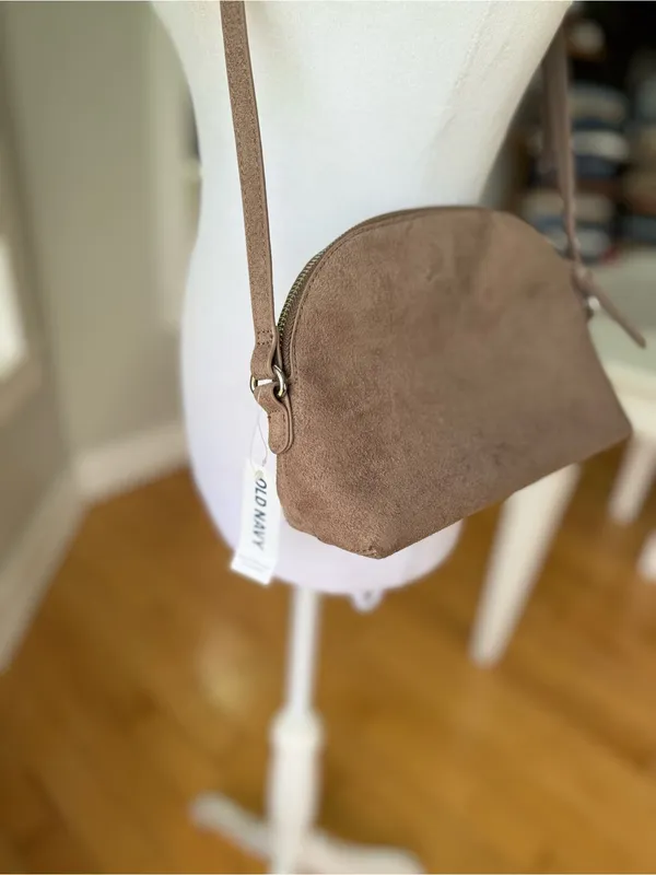 Old Navy Taupe Tan Faux Suede Purse Shoulder Bag NWT - Image 2