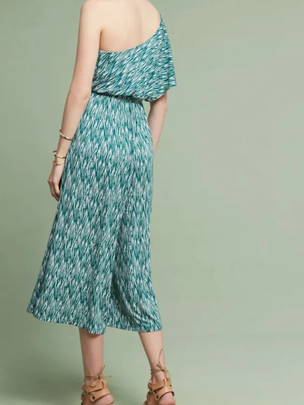 Anthropologie Maeve Jamie Wide Leg Jumpsuit Green Print Size Medium - Image 2
