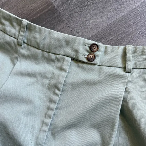 TOPSHOP Pleated High Rise Pants Sage Green US 6 Cropped - Image 4