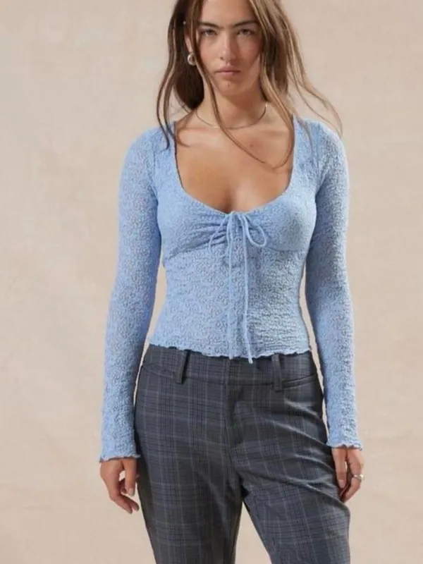 Kimchi Blue Blue Long Sleeve Top | Size: L - Image 2