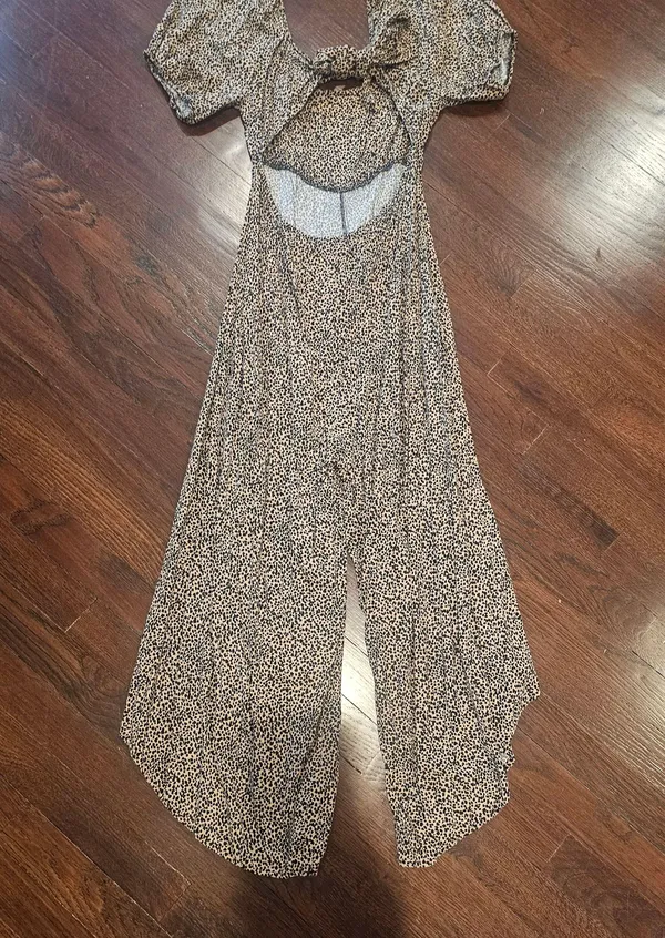 Francesca's Collections Black and White Patterned Jumpsuit Brown Size M - Image 4
