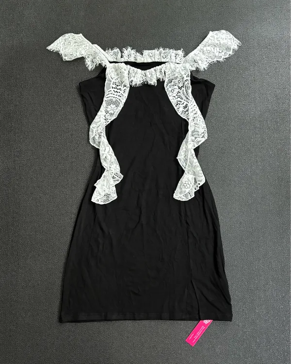 Black lace mini dress - Image 2
