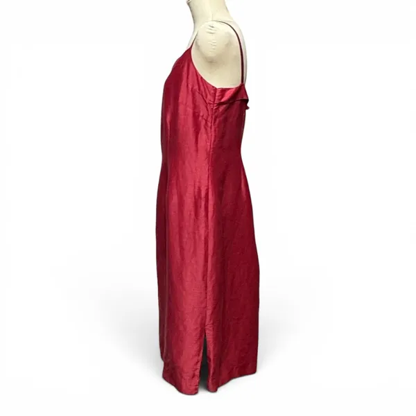 Harold's Linen Silk Sleeveless Knee Length Cocktail Dress Burgundy 14 - Image 3