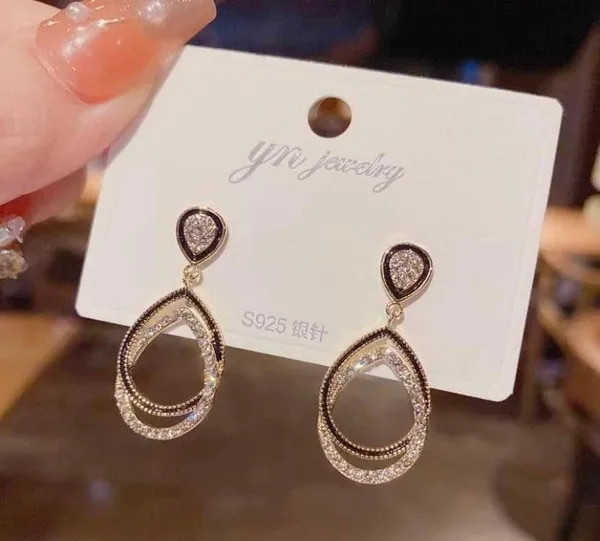 Elegant Double Circle Dangle Drop Hoop Earrings for Women - Image 2