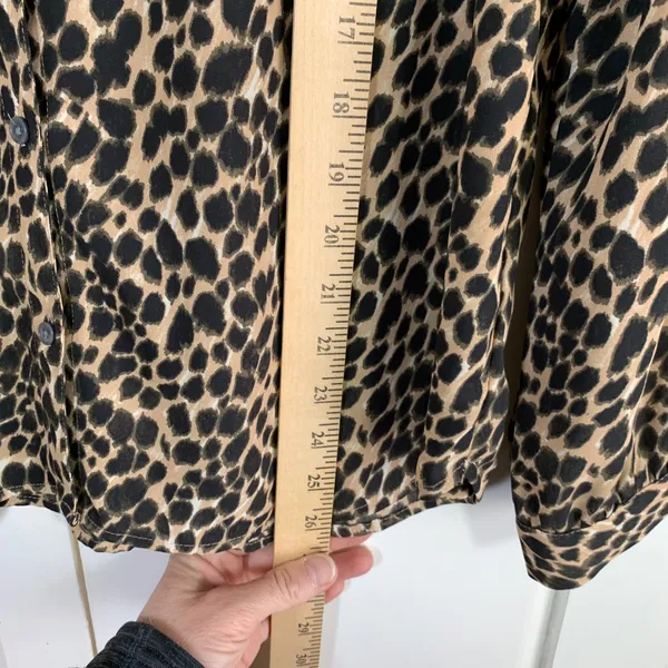 J. Crew Leopard Print Bow Neck‎ Long Sleeve Secretary Blouse Women's Size Small - Image 9