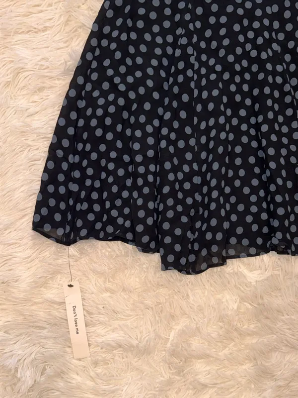 NEW REFORMATION Noele Maxi halter Dress blue Black polka dot sz 4 - Image 8