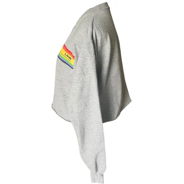 John Galt Brandy Melville Gray Rainbow Stripe Cropped Sweatshirt‎ Small OS - Image 2
