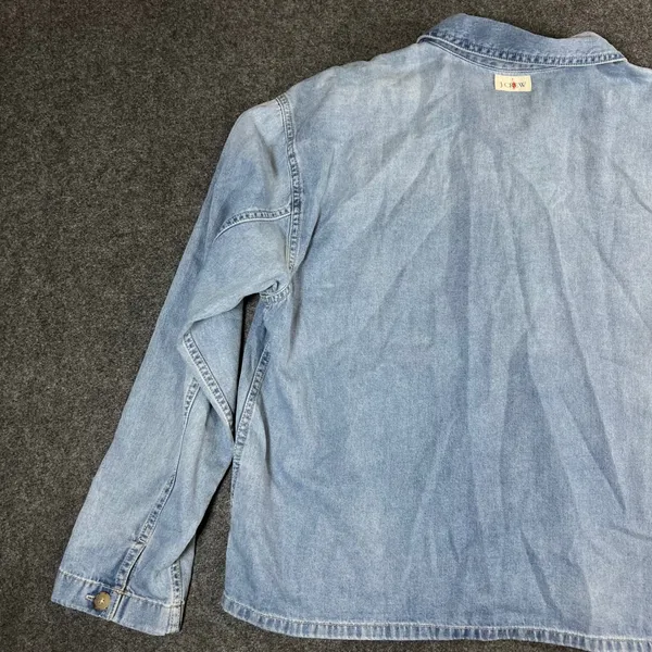 J.Crew Always Women Light Wash Denim Popover Shirt Blue Long Sleeve Cotton Small - Image 14