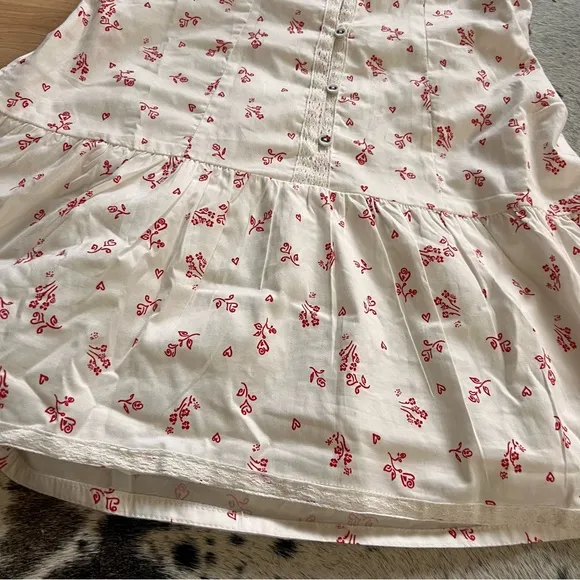 FREE PEOPLE NWOT‎ White Beasley Mini Dress Floral Heart Print Size Small - Image 3