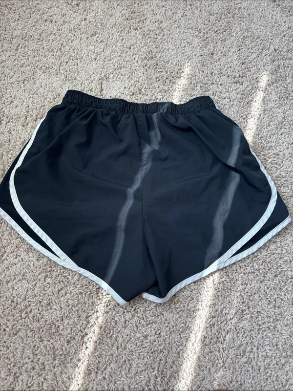 Nike Black Women's Athletic Shorts with White Piping - Image 2