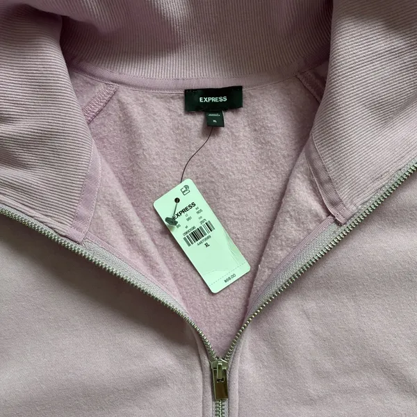 Express Womens Lavender Purple Fleece Quarter Zip Pullover Sweatshirt XL NWT - Image 9
