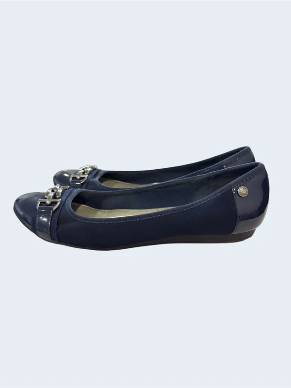 Anne Klein AK Sport Navy Ballet Flats Chain Accent Women’s Size 10M - Image 2