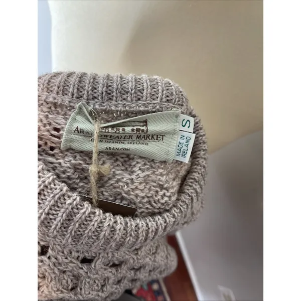 New‎ Womens Aran Craft Merino Aran Crewneck Sweater in Wicker Small - Image 8