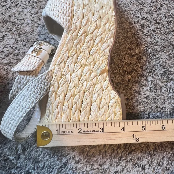 Sam Edelman Women Cream Woven Raffia Platform Wedge‎ Espadrille Sandals Size 10 - Image 7