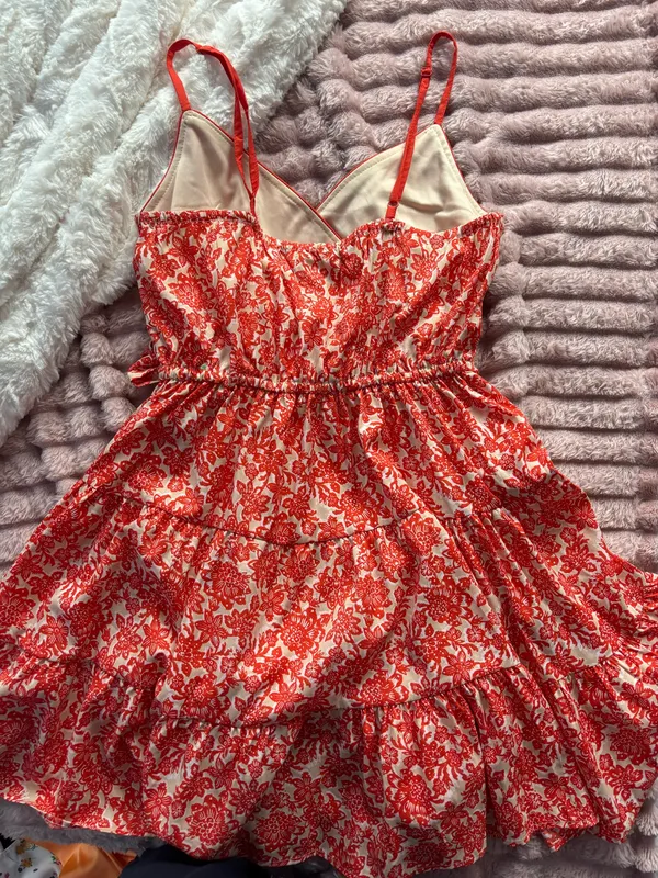 TJ Maxx Red Flower Pattern Dress - Image 2