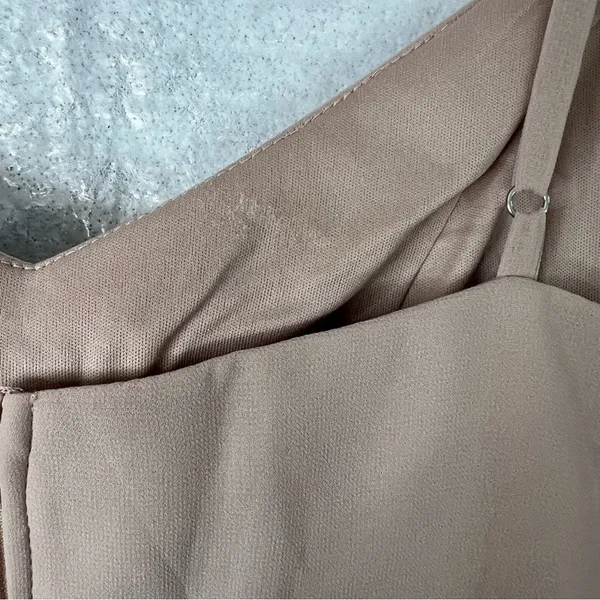Birdy Grey Gwennie‎ Chiffon Gown Sleeveless Spaghetti Straps Taupe Slit S NEW - Image 11