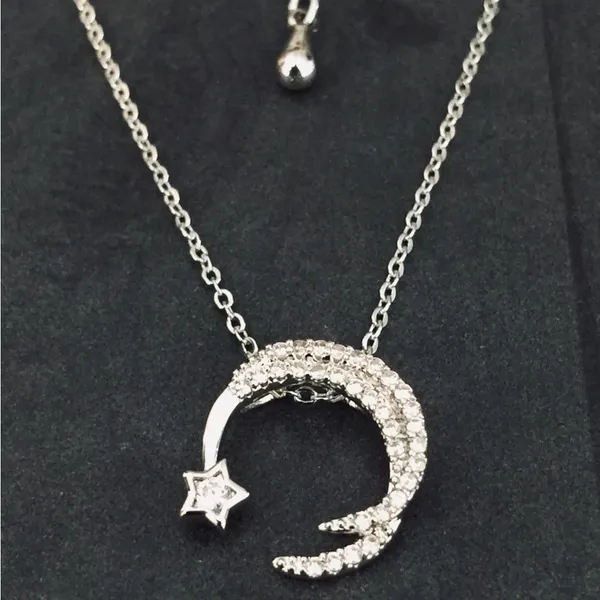 Crescent Moon Star Necklace Silver - Image 5