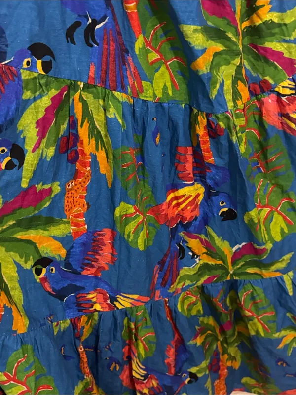 FARM RIO Blue Sunny Day One Shoulder Tropical Print Maxi Dress Sz:Medium - Image 8
