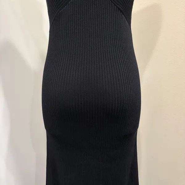 Line & Dot Dre Criss Cross Maxi Dress‎ Black Stretch Ribbed Knit Halter Small - Image 9