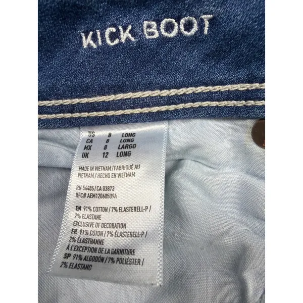 Y2K American Eagle Low Rise Kick Boot Jeans Womens 8 Long Blue Super Stretch - Image 2