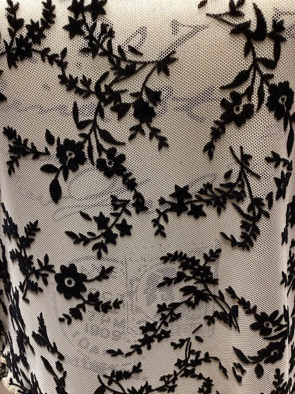Ava Lane Beige and Black boho chic floral mesh layering top size Large - Image 3