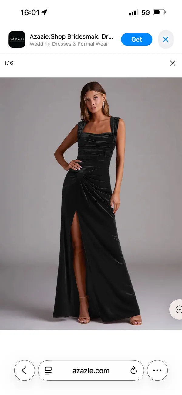 Black Velvet Azazie Dress - Image 5