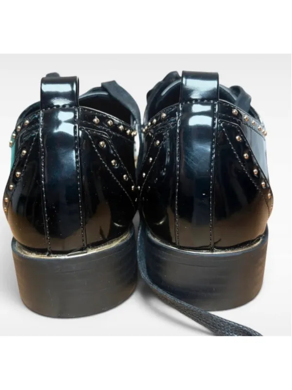 🔥 MIDNIGHT VELVET Studded Patent Wingtip Oxfords 7M Major Whimsygoth Vibes 🔥 - Image 8