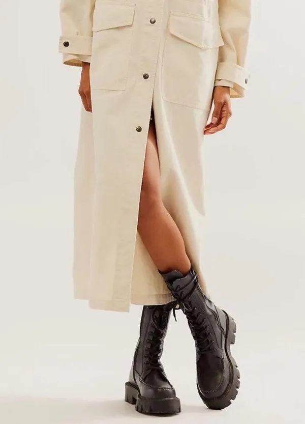 Free people Hunter Longline Duster Trench Coat in pastry cream Size S - Image 6