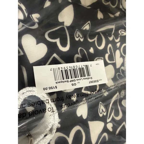 Brighton Endless‎ Love Backpack Black White Heart Print Tom Clancy D30307 NEW - Image 6