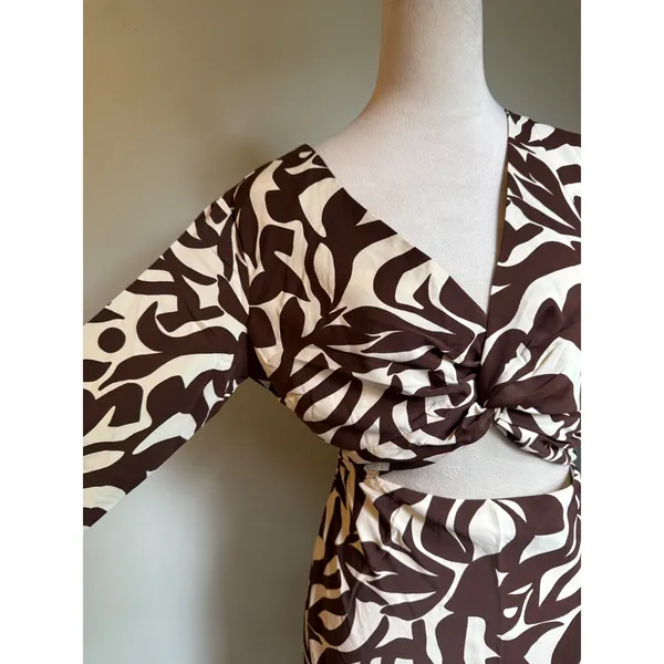 Abercrombie & Fitch Brown Twist Cutout Open Back Maxi Dress S P Boho whimsi Y2k - Image 6