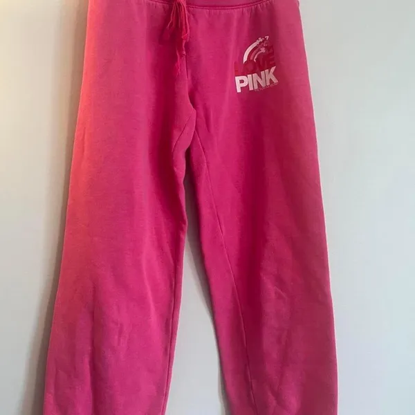Vintage Victorias Secret PINK Sweatpants Y2K Pink Lettering Butt Logo Small - Image 2