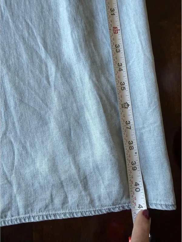 Light Blue Chambray Strapless Maxi Dress with Elastic Waist - Image 10