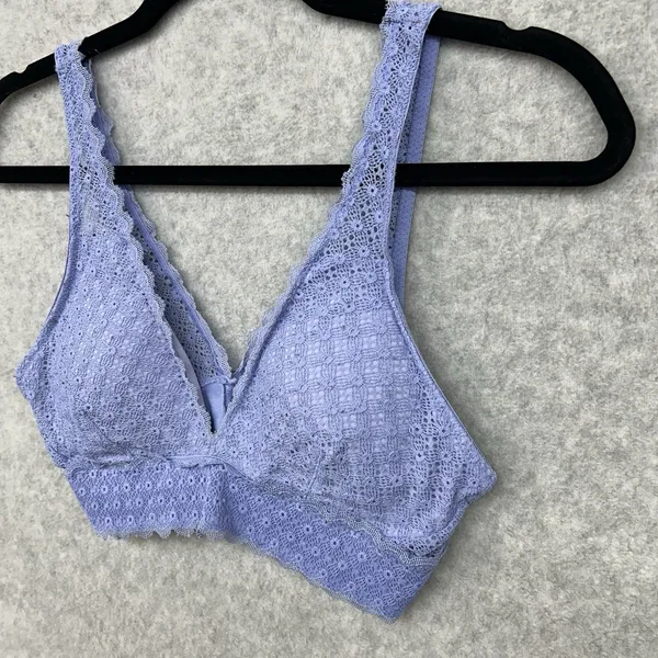 Ambrielle Womens Light Blue Lace Bralette Size Medium Padded - Image 2