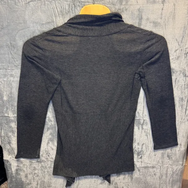 1951 | Dots‎ Tie Front Wrap Knit Cardigan Sweater Charcoal Gray Womens XL - Image 2