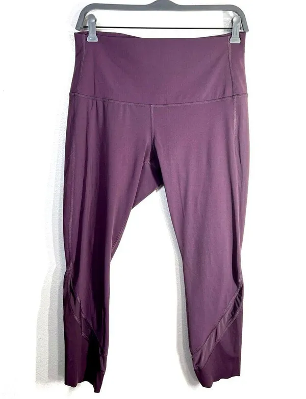 Lululemon Wunder Train High Rise Crop 21'' Women 10 Purple Culf Mesh Scallop Hem - Image 2