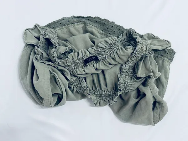 Smocked Off Shoulder Mini Dress - Army Green - S - Image 15