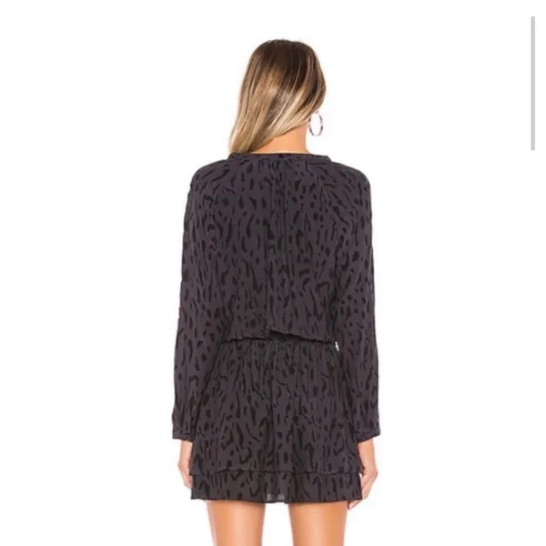 Rails Dress SZ Large Jasmine Ash Cheetah Animal Smock Waist Long Sleeve Button - Image 4
