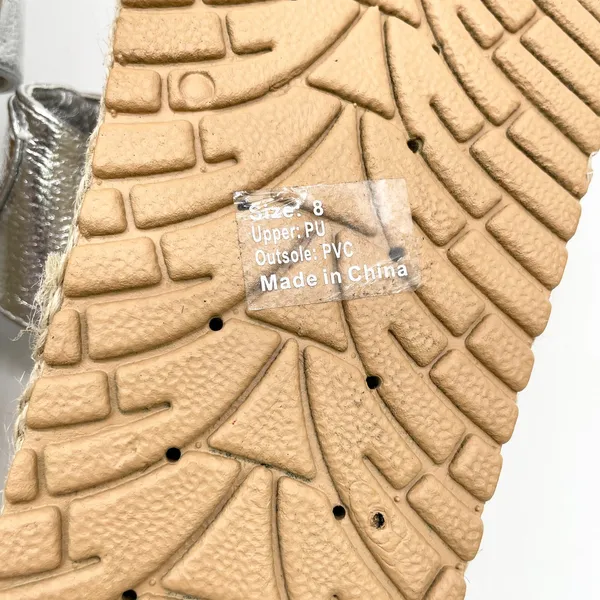 Olivia Miller Womens 8 Slide Sandal Silver Metallic Espadrille‎ Platform Summer - Image 7