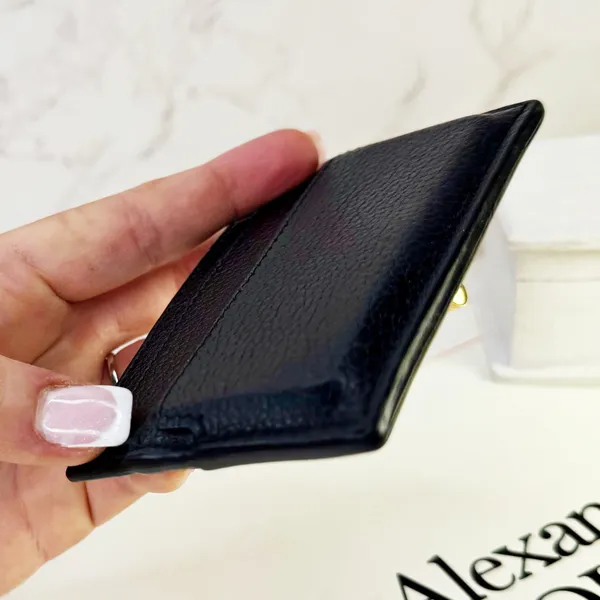 Alexander McQueen Black Leather Crystal Skull Card Holder. - Image 8