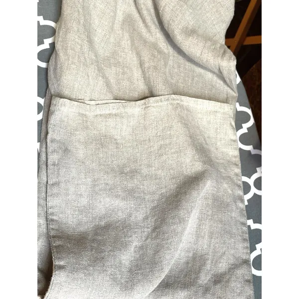 FLAX Pants M Fits L XL Linen Oatmeal Relaxed Lagenlook Coastal Grandma Capsule - Image 12