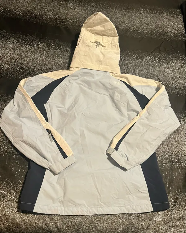 Womens Lg The North Face Colorblock Hooded Ski Jacket-Light Blue/White/Navy - Image 2