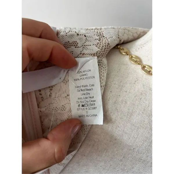 Lace white tan dress size small - Image 4
