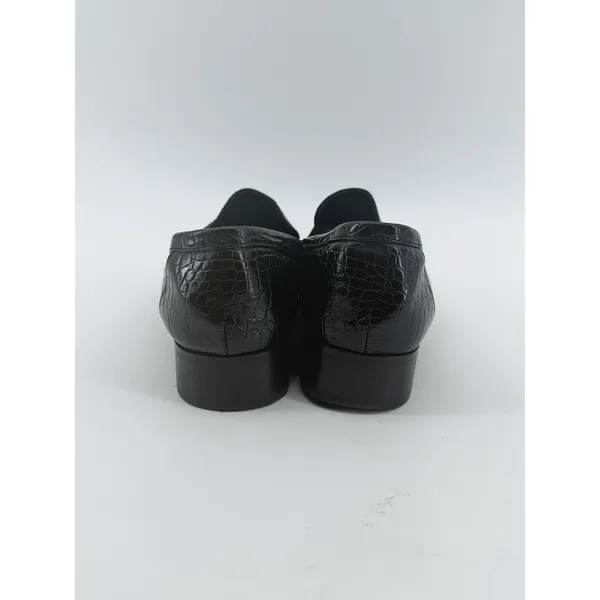 Aldo Black Croc Embossed Leather Penny Loafers Square Toe Flat Shoes Womens 8.5 - Image 6