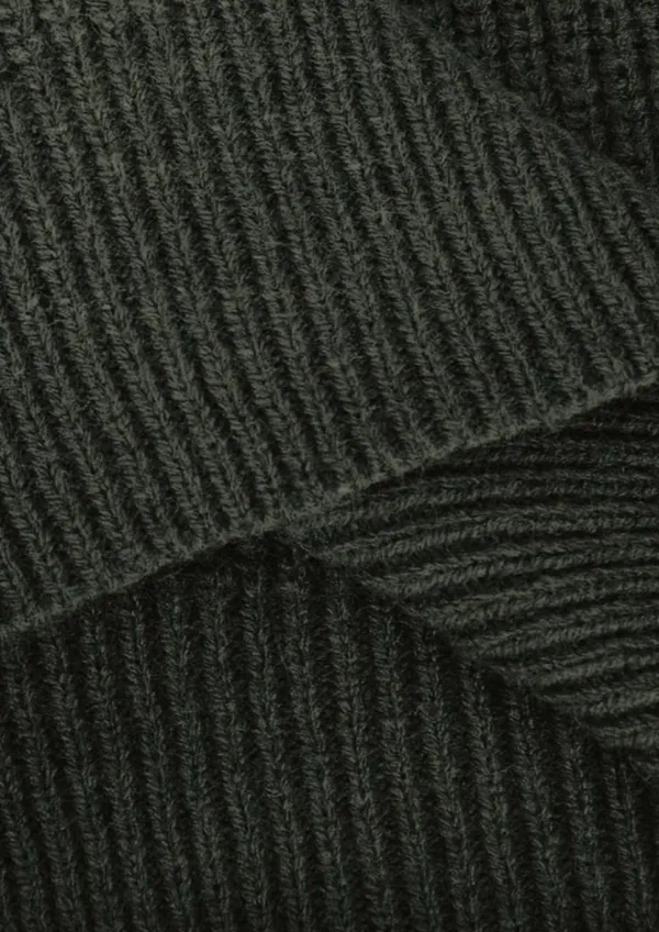 MEROKEETY Olive Green Ribbed V-Neck Cardigan Sweater - Image 4
