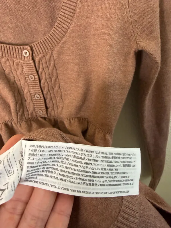 Hollister Easy‎ Cable-Knit Babydoll Sweater in Light Brown Size S - Image 7