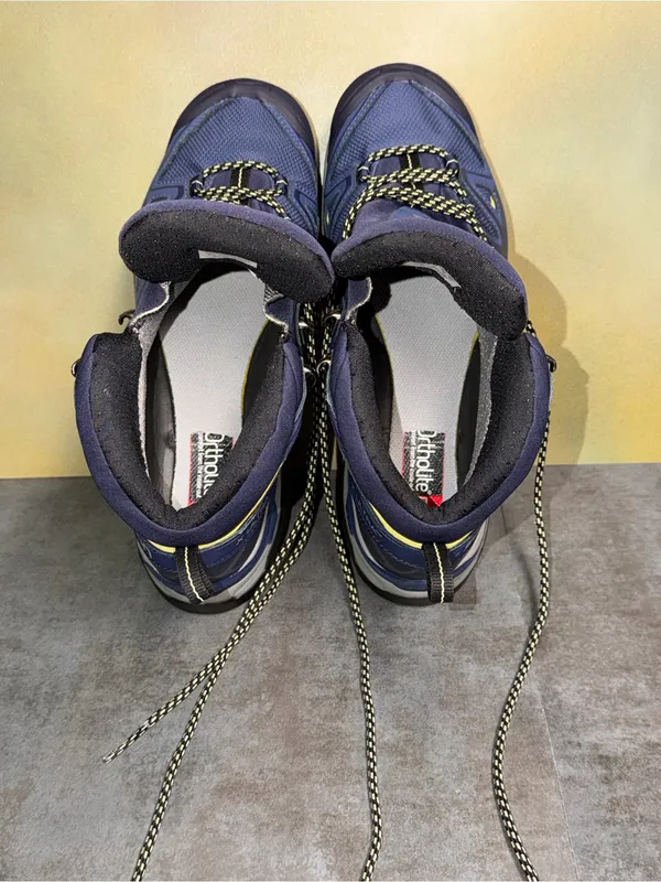 Salomon X Ultra Wide GTX Women's Wide Waterproof Hiking Boots Blue/Yellow Sz 10 - Image 5