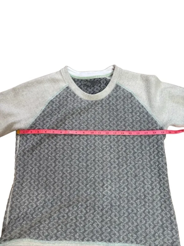 Prana Aya Gray Gravel Cable Knit Patchwork Wool Blend Sweater Large - Image 2